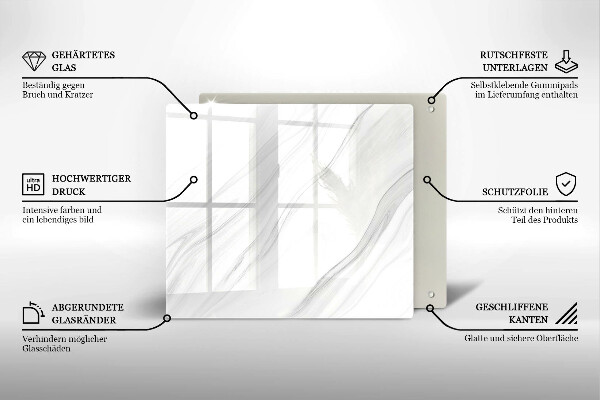 Kalené sklo za sporák Jemný mramor