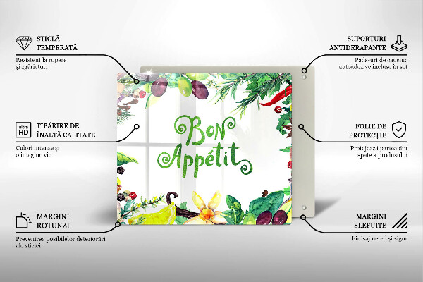 Kalené sklo za sporák Nápis Bon Appetit