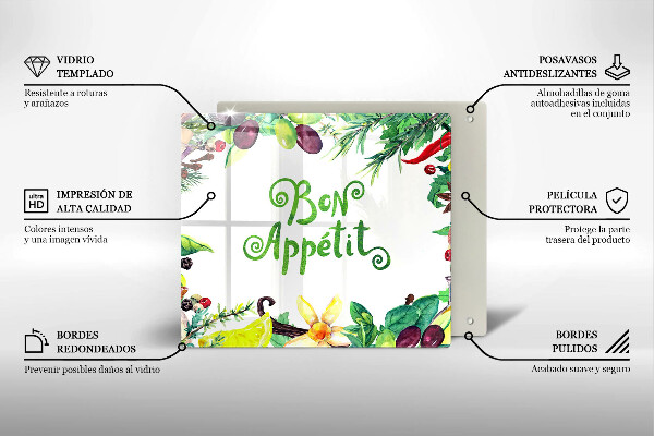 Kalené sklo za sporák Nápis Bon Appetit