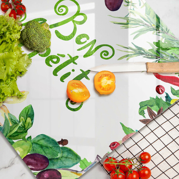 Kalené sklo za sporák Nápis Bon Appetit