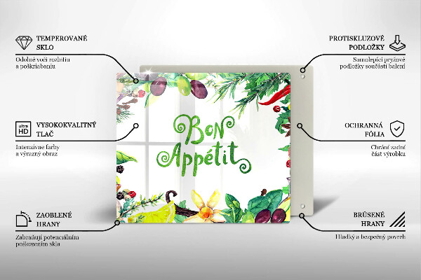 Kalené sklo za sporák Nápis Bon Appetit
