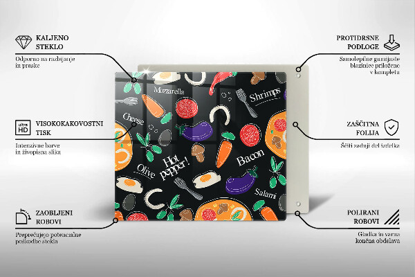 Sklo za varnú dosku Jedlo ilustrácie