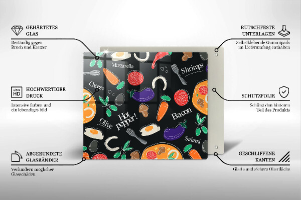 Sklo za varnú dosku Jedlo ilustrácie