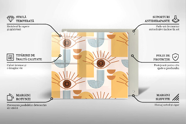 Sklo za varnú dosku Boho vzor očí