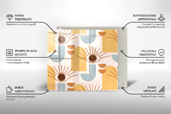 Sklo za varnú dosku Boho vzor očí