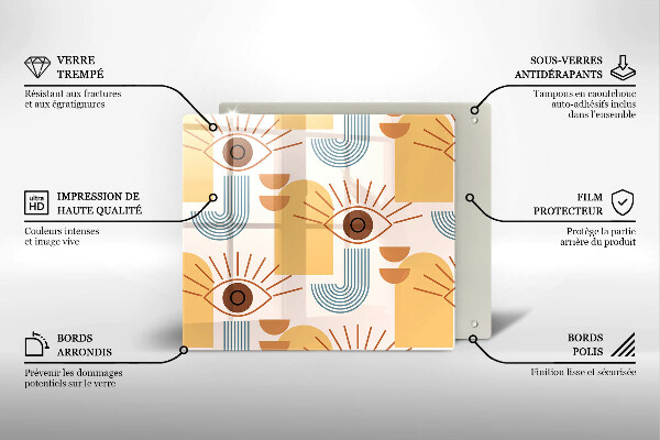 Sklo za varnú dosku Boho vzor očí