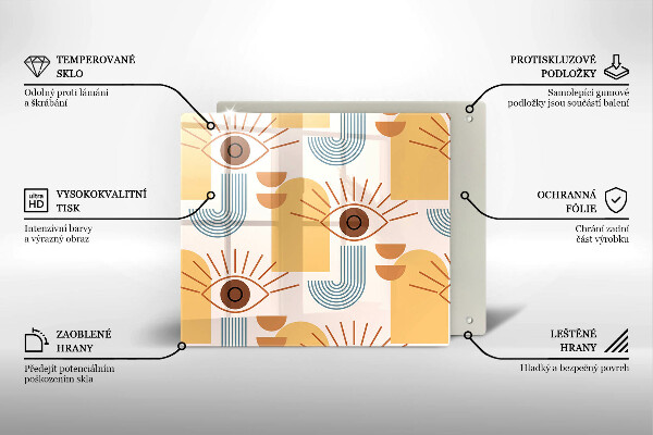 Sklo za varnú dosku Boho vzor očí