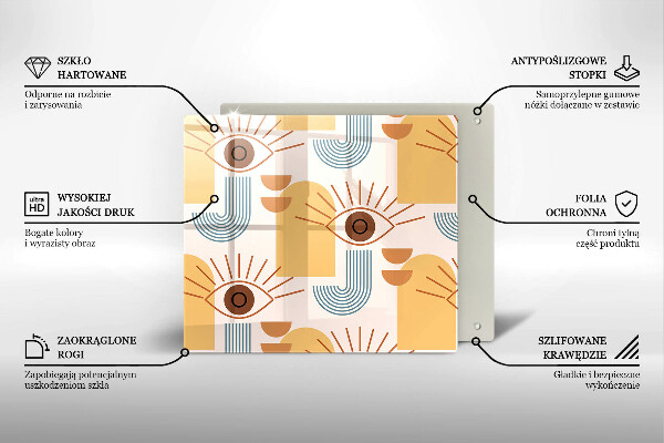 Sklo za varnú dosku Boho vzor očí