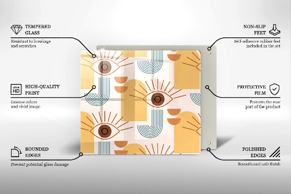 Sklo za varnú dosku Boho vzor očí