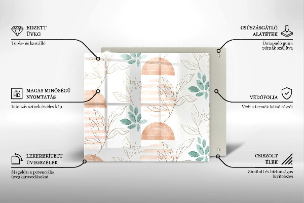 Sklo za varnú dosku Vzor boho listov