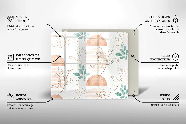 Sklo za varnú dosku Vzor boho listov
