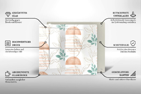 Sklo za varnú dosku Vzor boho listov