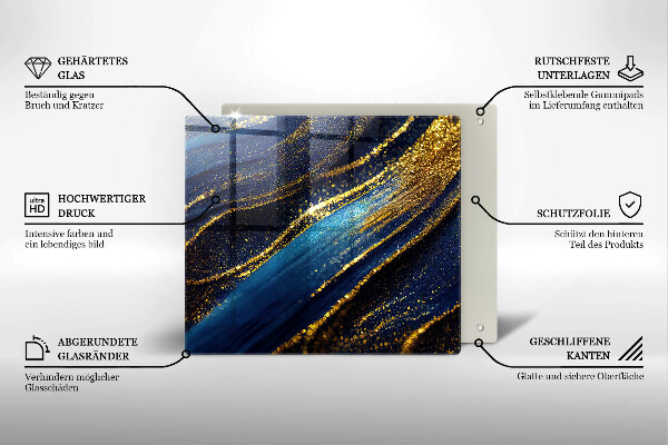 Krycia doska na sporák Námornícka modrá abstrakcia