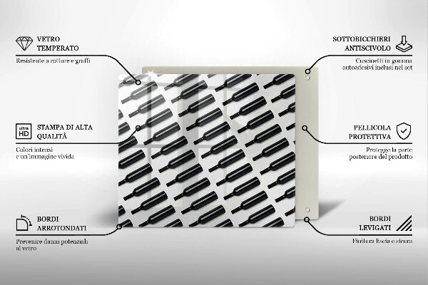 Krycia doska na sporák Čierne fľaše na víno