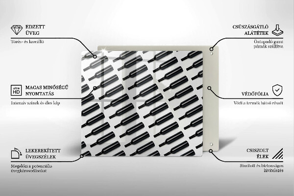 Krycia doska na sporák Čierne fľaše na víno
