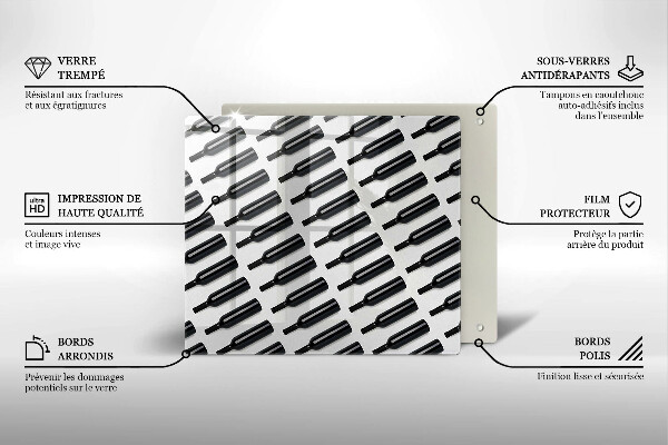 Krycia doska na sporák Čierne fľaše na víno