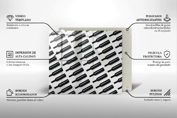 Krycia doska na sporák Čierne fľaše na víno