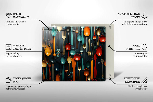 Krycia doska na sporák Farebné lyžice a vidličky