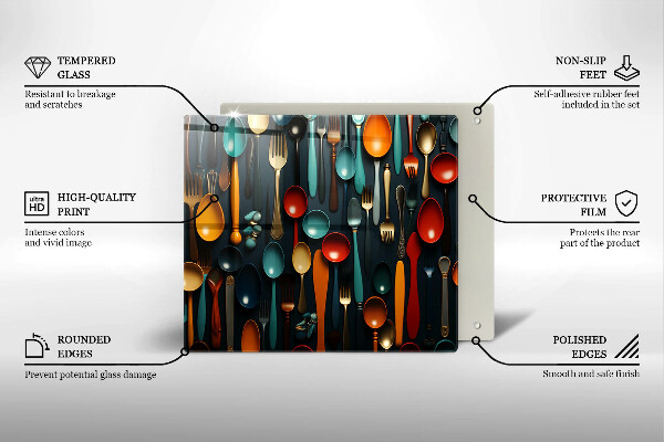 Krycia doska na sporák Farebné lyžice a vidličky