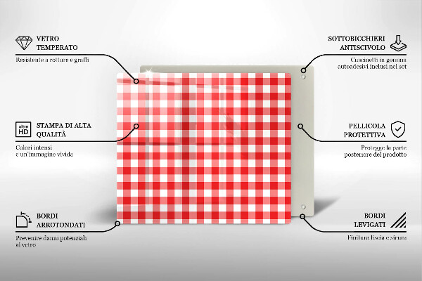 Krycia doska na sporák Červeno-biely kockovaný vzor