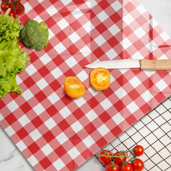 Krycia doska na sporák Červeno-biely kockovaný vzor