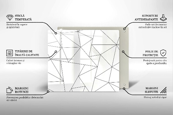 Sklo za varnú dosku Biele trojuholníky