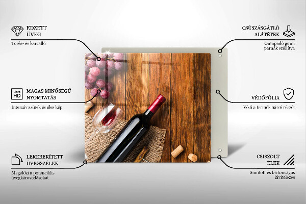 Sklenený kryt za sporák Fľaša červeného vína