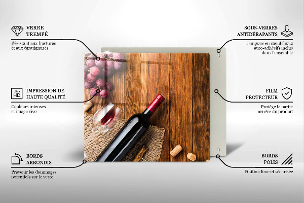 Sklenený kryt za sporák Fľaša červeného vína