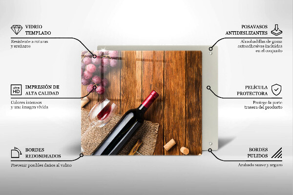 Sklenený kryt za sporák Fľaša červeného vína