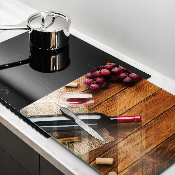 Sklenený kryt za sporák Fľaša červeného vína