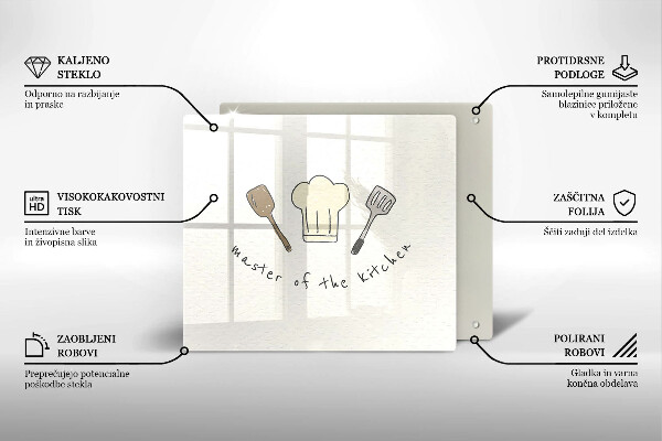 Sklenený kryt za sporák Master of the Kitchen