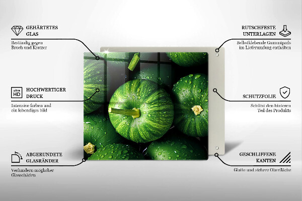 Sklenený kryt za sporák Zelené tekvice