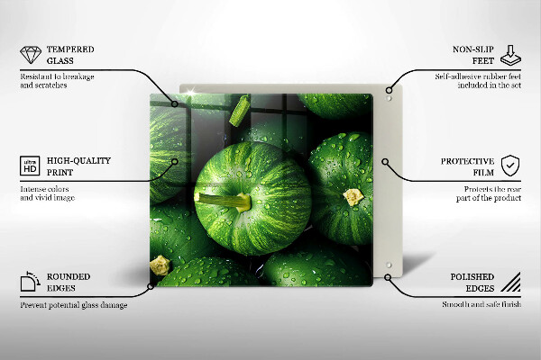 Sklenený kryt za sporák Zelené tekvice