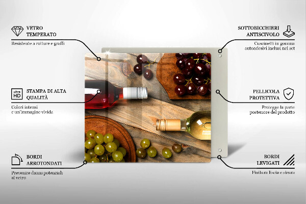 Sklenený kryt za sporák Fľaše na víno a hrozno