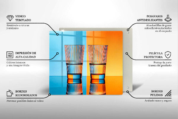 Sklenený kryt za sporák Dva poháre vody