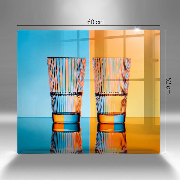 Sklenený kryt za sporák Dva poháre vody