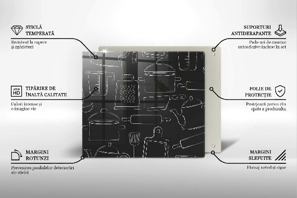 Sklenený kryt za sporák Kreslené kuchynské doplnky