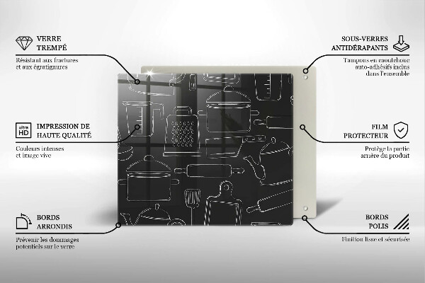 Sklenený kryt za sporák Kreslené kuchynské doplnky