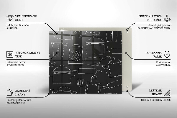 Sklenený kryt za sporák Kreslené kuchynské doplnky