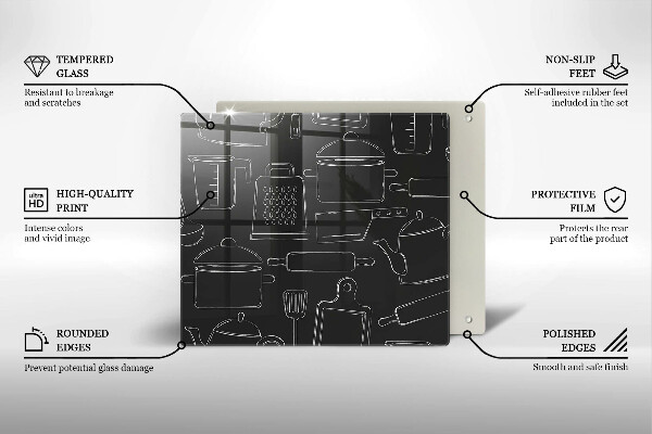 Sklenený kryt za sporák Kreslené kuchynské doplnky