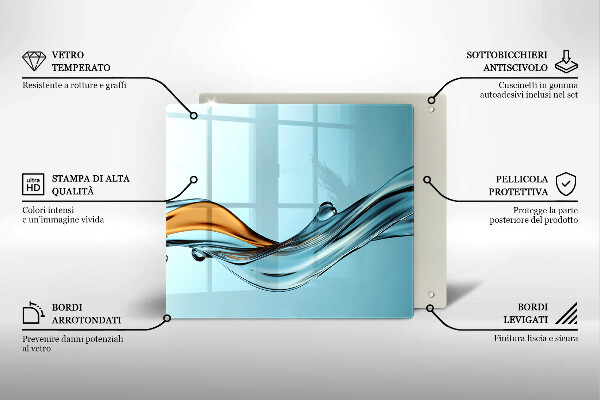 Sklenený kryt za sporák Voda na modrom pozadí