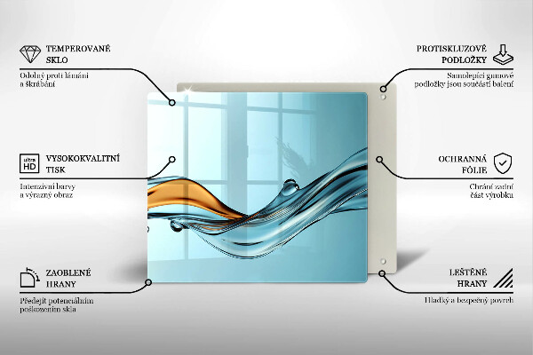 Sklenený kryt za sporák Voda na modrom pozadí