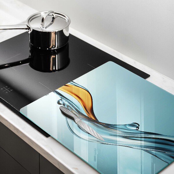 Sklenený kryt za sporák Voda na modrom pozadí