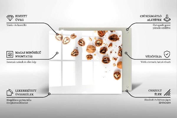 Sklenený kryt za sporák Orechy na bielom pozadí