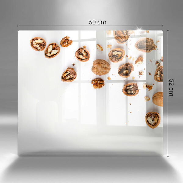 Sklenený kryt za sporák Orechy na bielom pozadí