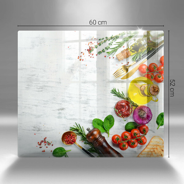 Sklenený kryt za sporák Zelenina a korenie