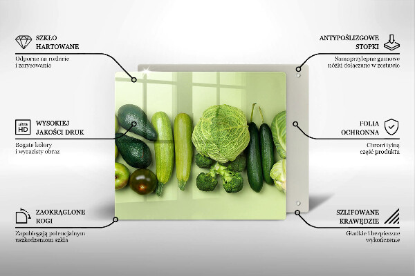 Sklenený kryt za sporák Zelené ovocie a zelenina