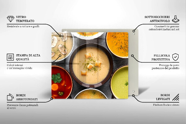Sklenený kryt za sporák Farebné polievky