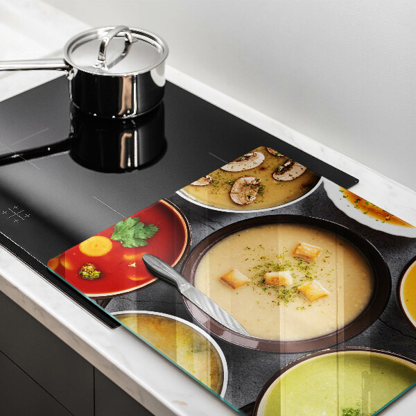 Sklenený kryt za sporák Farebné polievky