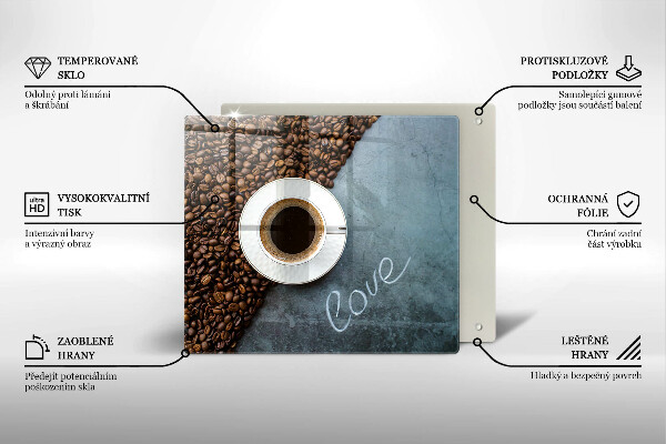 Krycia doska na sporák Kávové zrná a šálka